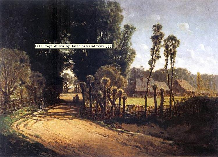 Jozef Szermentowski Cottage road oil painting picture